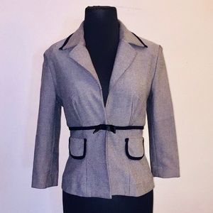 Black and white pinstripe women’s blazer.